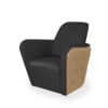 Roma armchair, black and brown upholstery, button plated